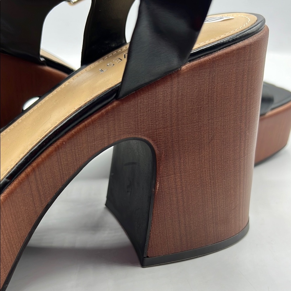 Nine West Sz‎ 10 Openit 9 Black and Brown Platform Sandals NEW - Picture 14 of 15